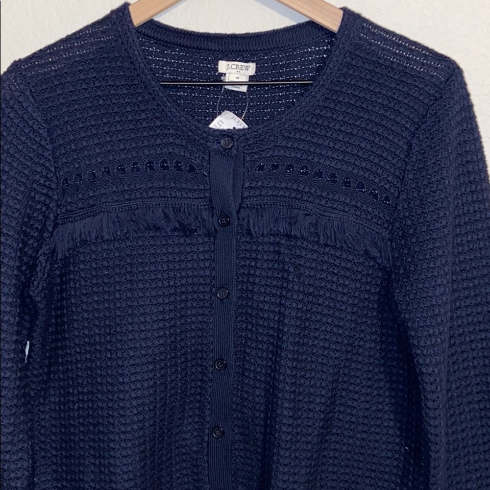 J. Crew Knit & Bottom Frayed Button-Up Sweater